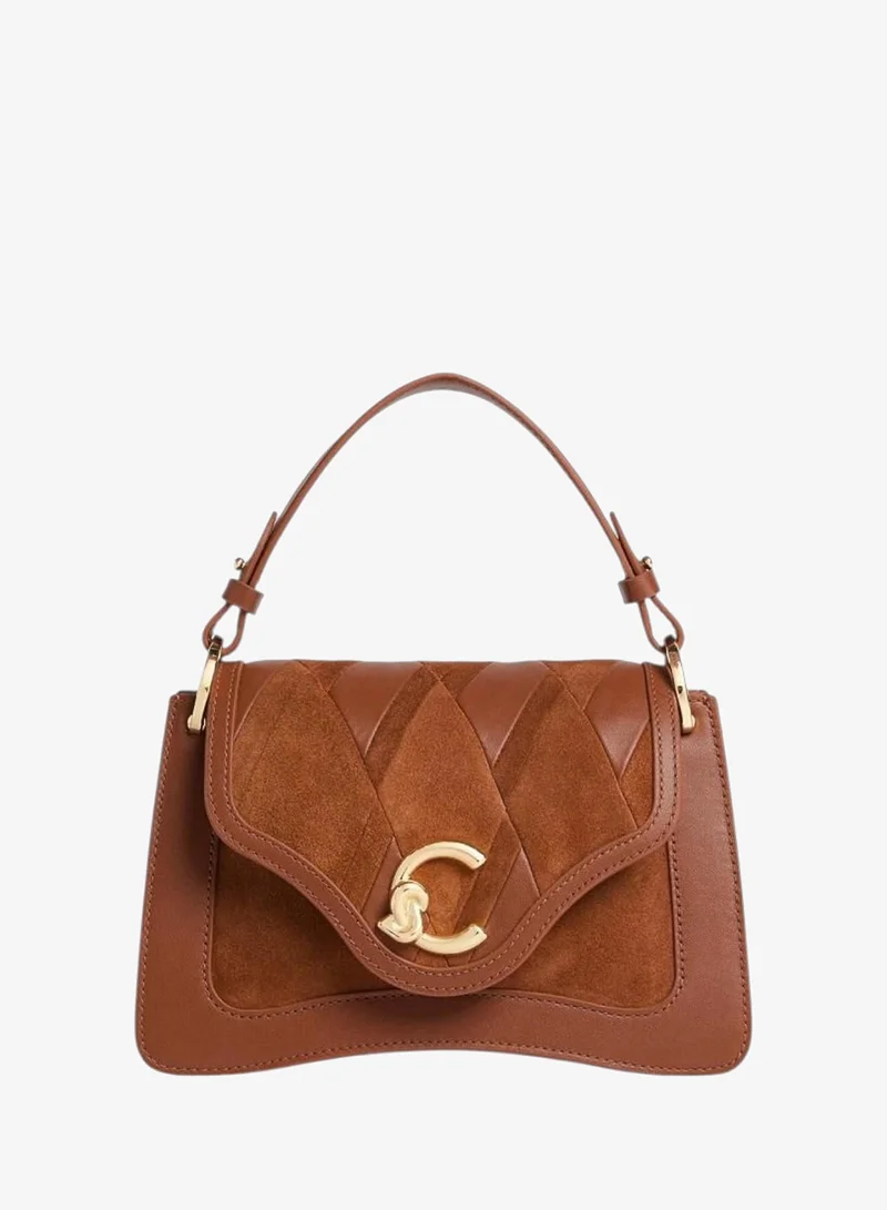 C-Me Geometric Pattern Top Handle Bag