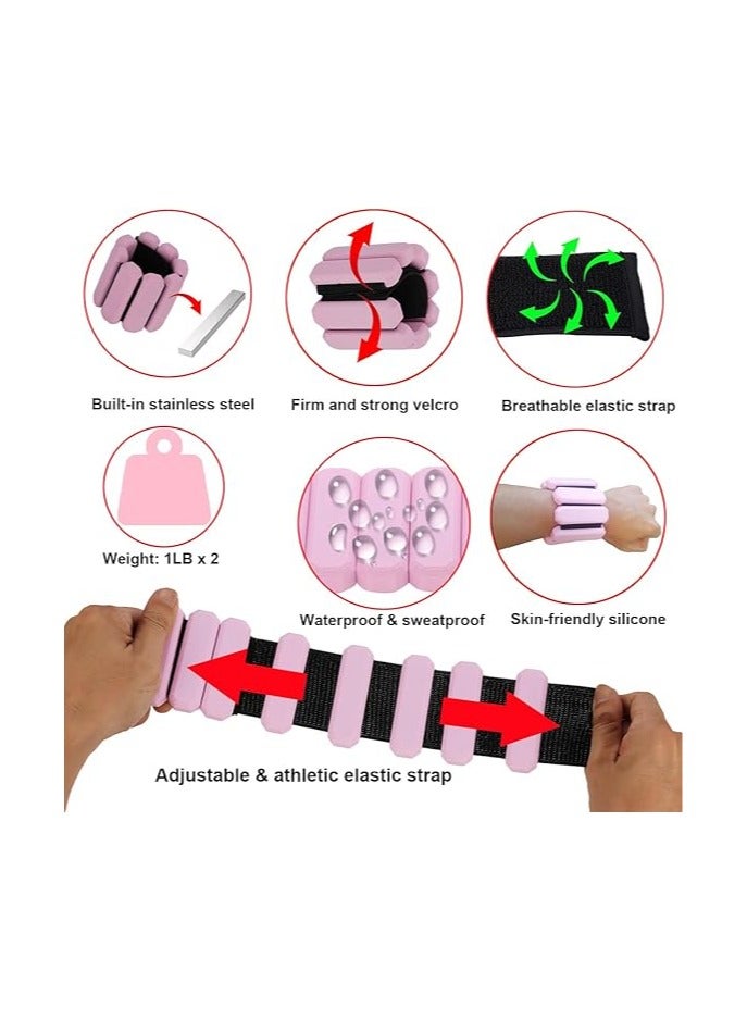 Nariele Adjustable Wearable Wrist  Ankle Weight, 2pcs (1lb Each) Weight-Bearing Wristband Bangles Bracelet for Women Men Kids Home Gym Office Fitness such as Yoga, Pilates, Running, Hiking, boxing, Aerobics - Image 2