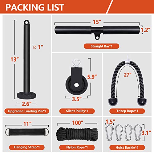 Monfasye Mtgluk Cable Pulley System Upgraded DIY LAT and Lift Weight Pulley Machine Attachment Home Gym Forearm Wrist Roller for Triceps Pull Downs Biceps Curl Forearm Shoulder (Nylon 100'') - Image 2