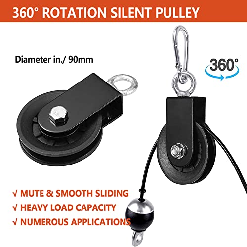 Monfasye Mtgluk Cable Pulley System Upgraded DIY LAT and Lift Weight Pulley Machine Attachment Home Gym Forearm Wrist Roller for Triceps Pull Downs Biceps Curl Forearm Shoulder (Nylon 100'') - Image 3