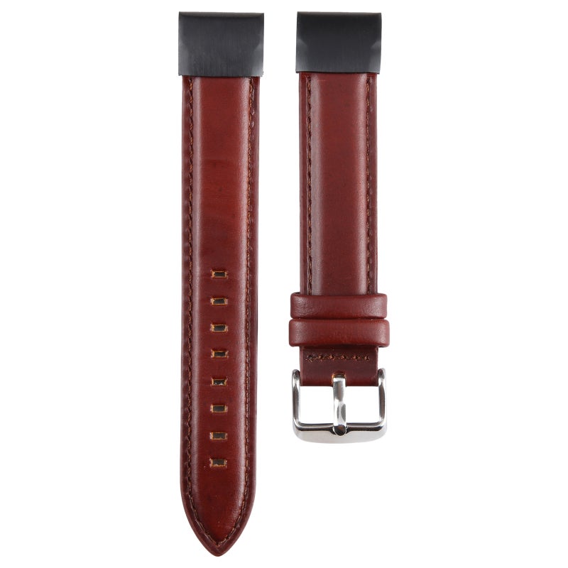 S-TOP For Garmin Fenix 7X 26mm Plain Weave Genuine Leather Watch Band(Wine Red) - Image 1