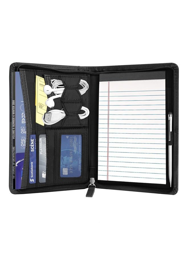 Konper Junior Padfolio Portfolio with 5 x 8 Writing Pad, A5 Business Portfolio Binder Folder Organizer Multi-Function Combination Case for Women/Men, Black - Image 2