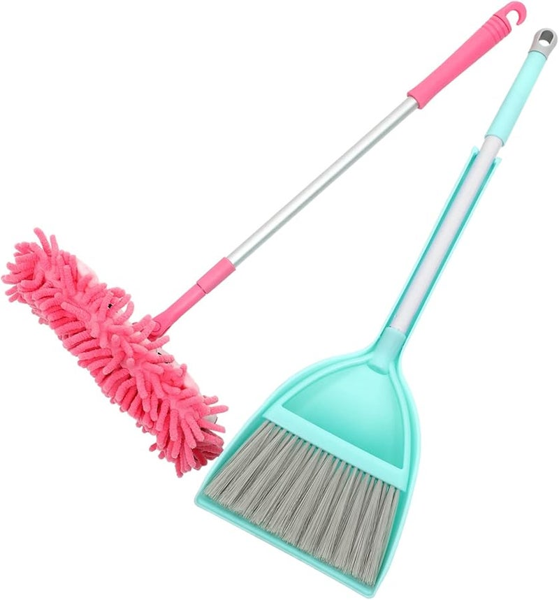 Kids Cleaning Toy Set Portable Mini Broom And Mop With Dustpan Safe For Boys And Girls - Image 1
