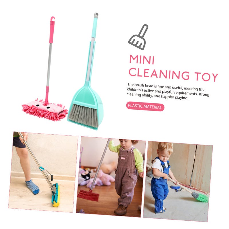 Kids Cleaning Toy Set Portable Mini Broom And Mop With Dustpan Safe For Boys And Girls - Image 4
