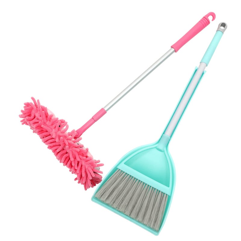 Kids Cleaning Toy Set Portable Mini Broom And Mop With Dustpan Safe For Boys And Girls - Image 2