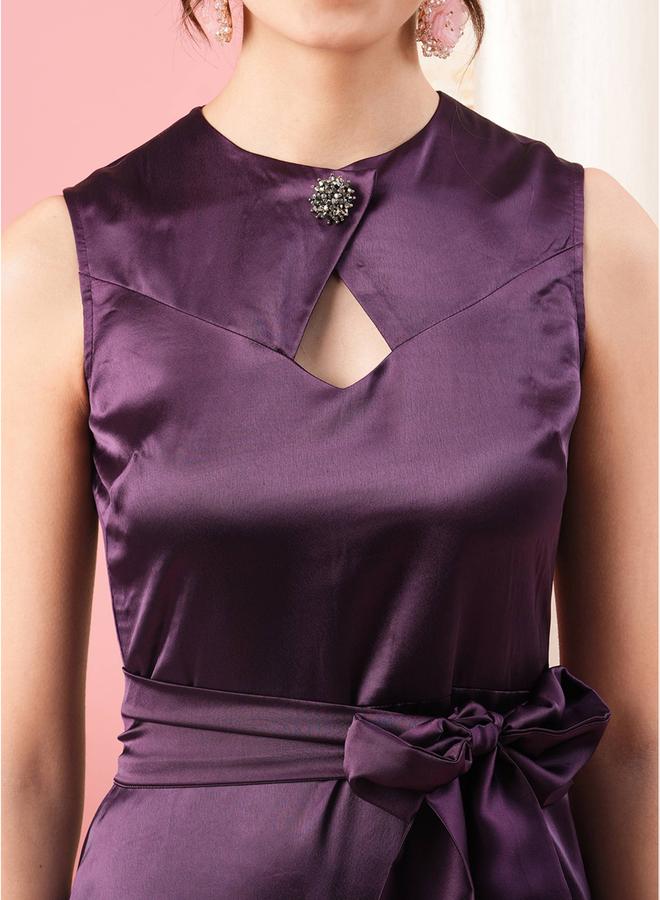 ميش فستان ساتان بدون أكمام - Image 4