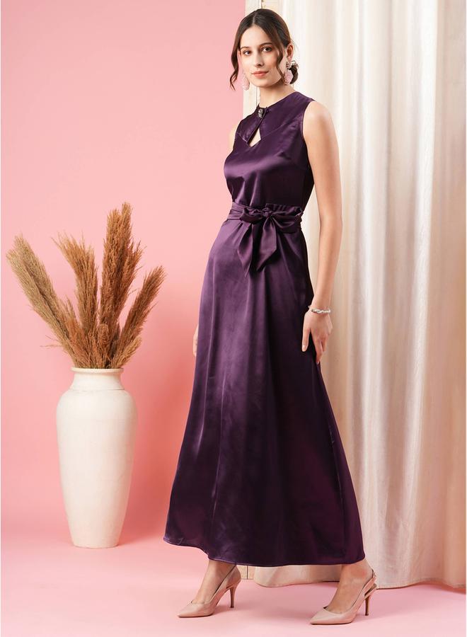 ميش فستان ساتان بدون أكمام - Image 3