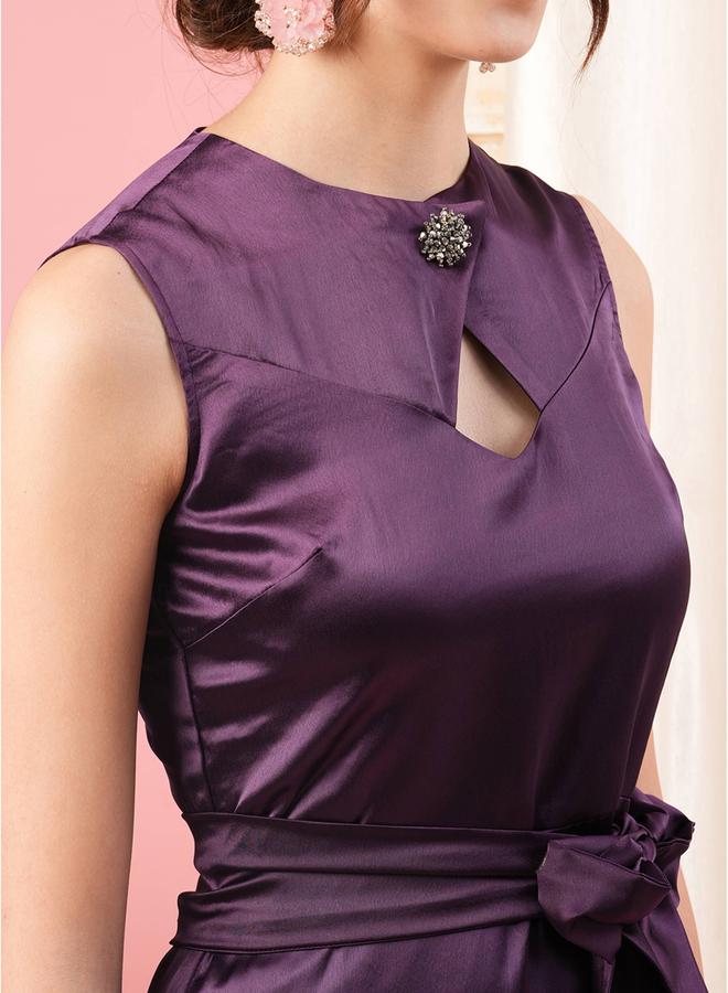 ميش فستان ساتان بدون أكمام - Image 5