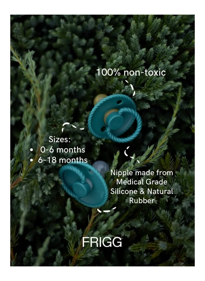 FRIGG Rope Latex Baby Pacifier 6-18M 2-Pack Croissant/Olive - Size 2