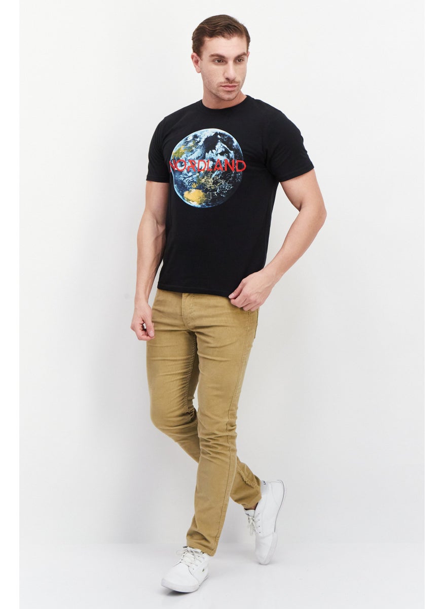 Nordland Men Crew Neck Short Sleeve Printed T-Shirt, Black  - Image 4