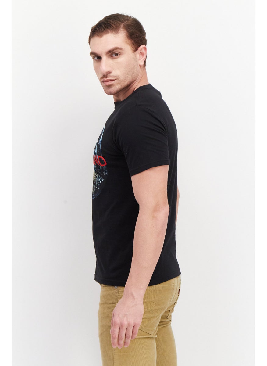 Nordland Men Crew Neck Short Sleeve Printed T-Shirt, Black  - Image 2