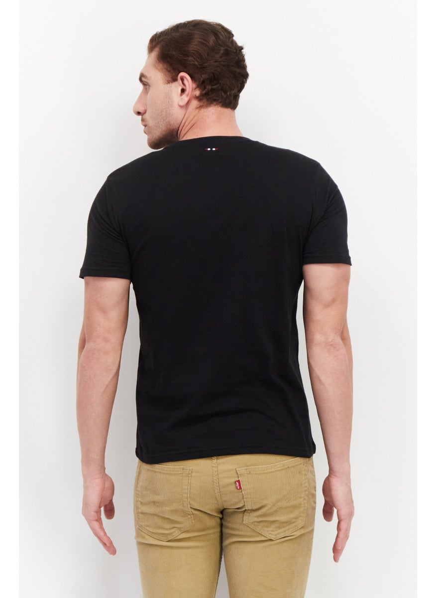 Nordland Men Crew Neck Short Sleeve Printed T-Shirt, Black  - Image 3