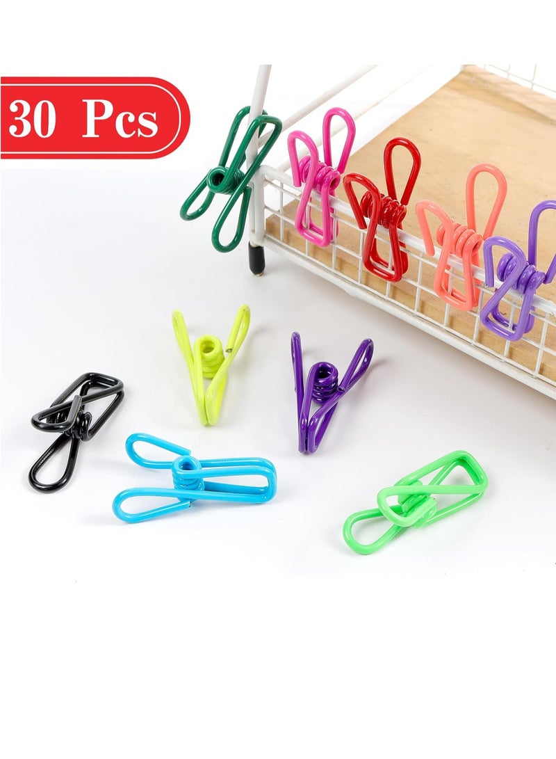 عام 30 قطعة من مشابك الرقائق، مشابك متعددة الألوان مطلية بالبولي فينيل كلوريد عالية المرونة لحزمة الطعام ودبابيس الملابس ومشبك الحقيبة، 5 سم - Image 3