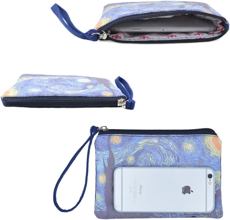Rantanto Small Cute Cash Coin Purse, Canvas Change Purse, Kawaii Coin Pouch With Handle Christmas Gift For Women Teenager Girls (BG0022 Vincent Van Gogh Starry Night) - Image 4