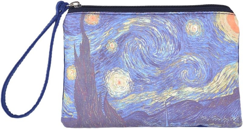 Rantanto Small Cute Cash Coin Purse, Canvas Change Purse, Kawaii Coin Pouch With Handle Christmas Gift For Women Teenager Girls (BG0022 Vincent Van Gogh Starry Night) - Image 1