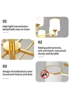 ماركة غير محددة Chandelier Modern Ceiling Lighting 6 Lights Adjustable Industrial Mount Pendant Light Fixture, For Kitchen Living Dining Room Bedroom Foyer  - Image 2