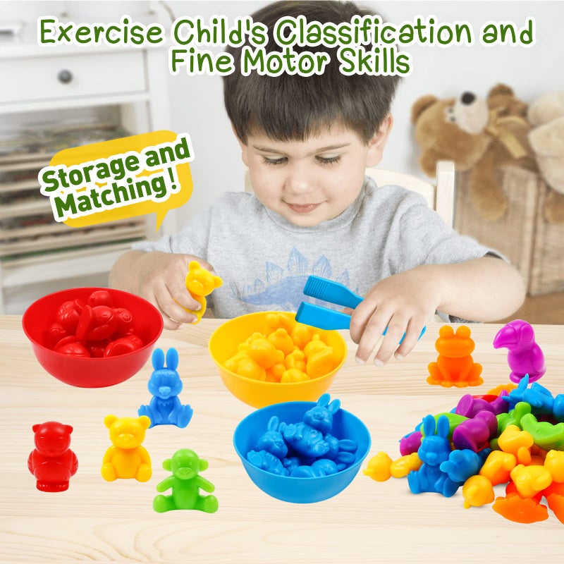 NAODONGLI Counting Color Sorting Toys Animals Matching Games with Rainbow Bowls,Preschool Learning Educational Montessori Sensory Training Activities Toys Easter Gift for 3 4 5 Year Old Toddlers - Image 4
