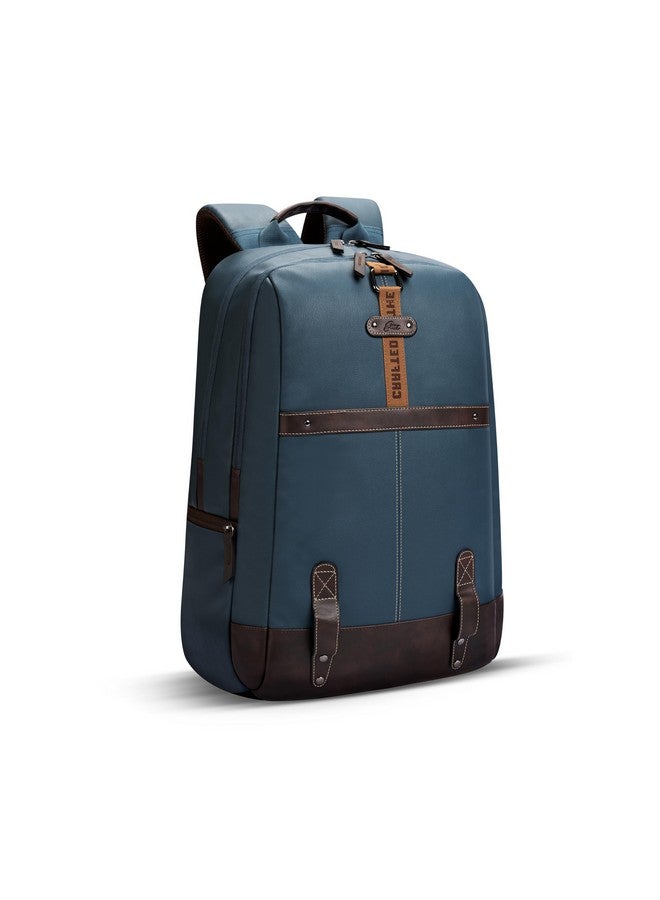 Gear Gear Classic 4 19"/31L anti theft faux leather Medium Water Resistant Laptop Backpack/Casual Backpack/Daypack/Travel Backpack/College Bag For Men/Women(Teal-Brown)  - Image 1