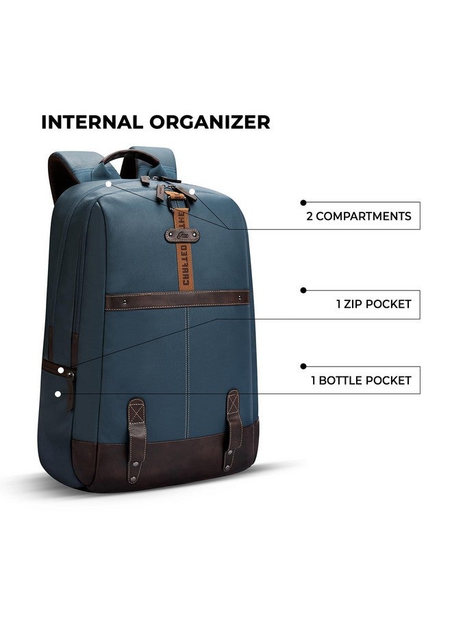 Gear Gear Classic 4 19"/31L anti theft faux leather Medium Water Resistant Laptop Backpack/Casual Backpack/Daypack/Travel Backpack/College Bag For Men/Women(Teal-Brown)  - Image 3