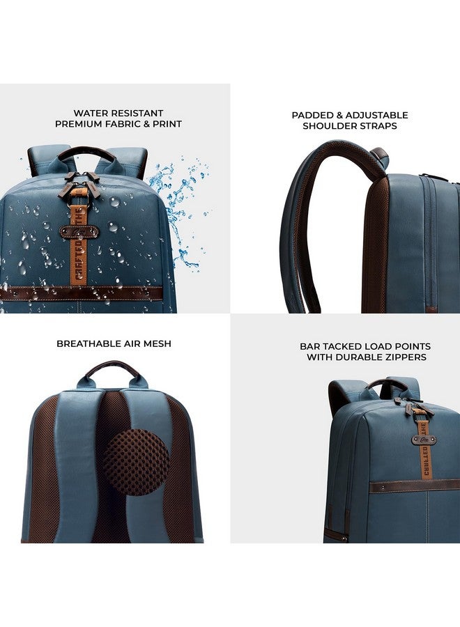 Gear Gear Classic 4 19"/31L anti theft faux leather Medium Water Resistant Laptop Backpack/Casual Backpack/Daypack/Travel Backpack/College Bag For Men/Women(Teal-Brown)  - Image 5