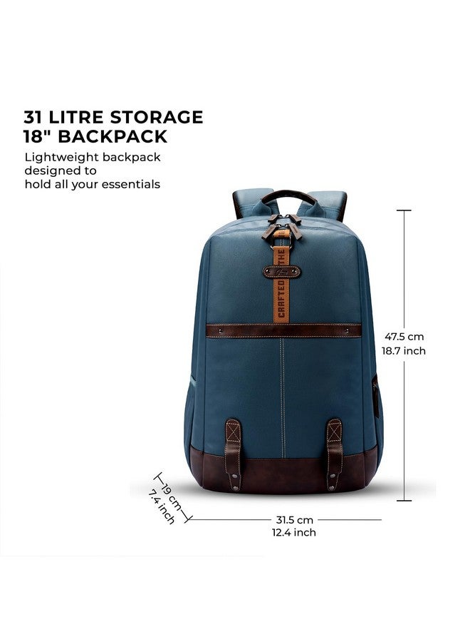 Gear Gear Classic 4 19"/31L anti theft faux leather Medium Water Resistant Laptop Backpack/Casual Backpack/Daypack/Travel Backpack/College Bag For Men/Women(Teal-Brown)  - Image 2