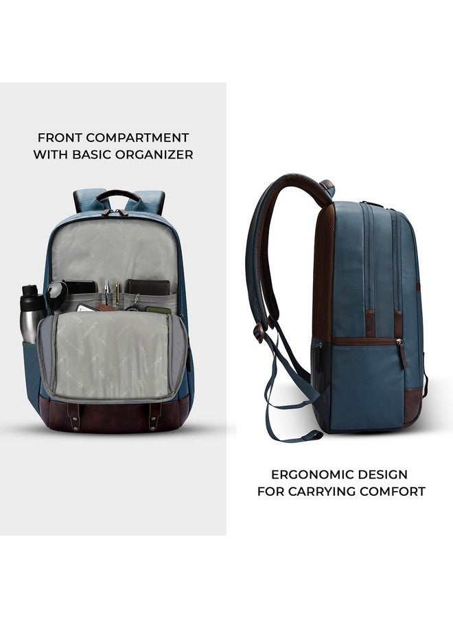 Gear Gear Classic 4 19"/31L anti theft faux leather Medium Water Resistant Laptop Backpack/Casual Backpack/Daypack/Travel Backpack/College Bag For Men/Women(Teal-Brown)  - Image 4