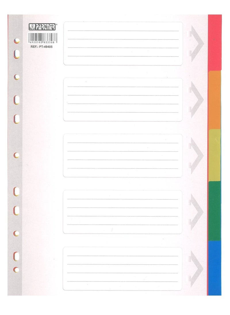 PARTNER 5-Pack 5 Tab Plastic Divider Multicolour  - Image 2