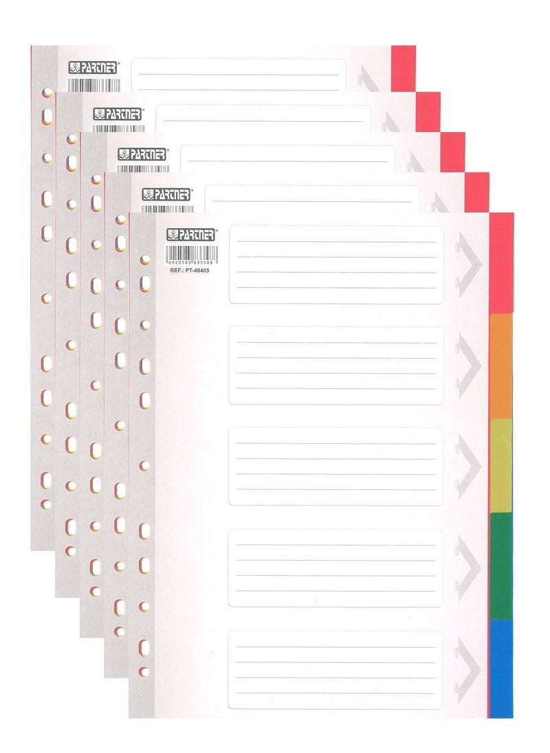 PARTNER 5-Pack 5 Tab Plastic Divider Multicolour  - Image 1