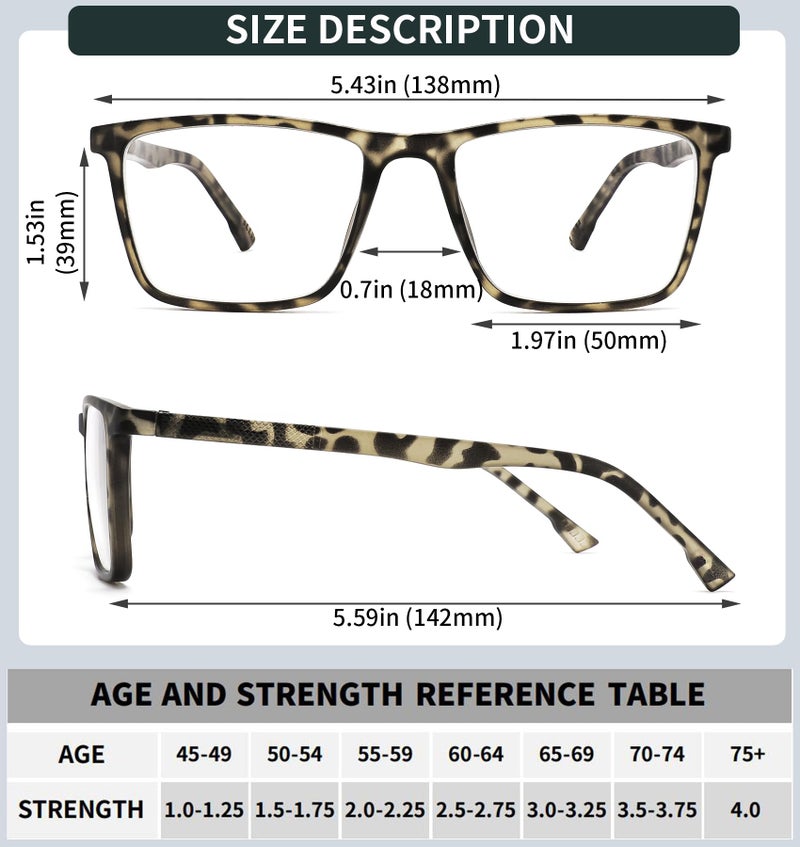READITEASY Reading Glasses Men Blue Light Blocking 4 Pack, Wide Computer Readers for Men with Spring Hinge Reduce Eyestrain/UV/Dryness, Square Large Trendy Eyeglasses 1.0 - Image 5