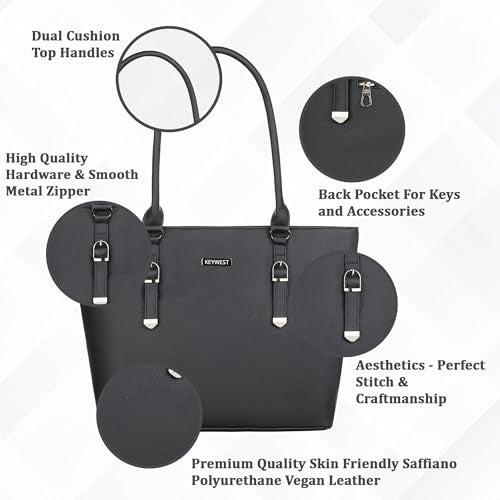 Keywest Women's Mandhana Satchel Tote Handbag for Women | Ladies purse | Stylish Shoulder Bag | Gift For Woman | Black - Image 2