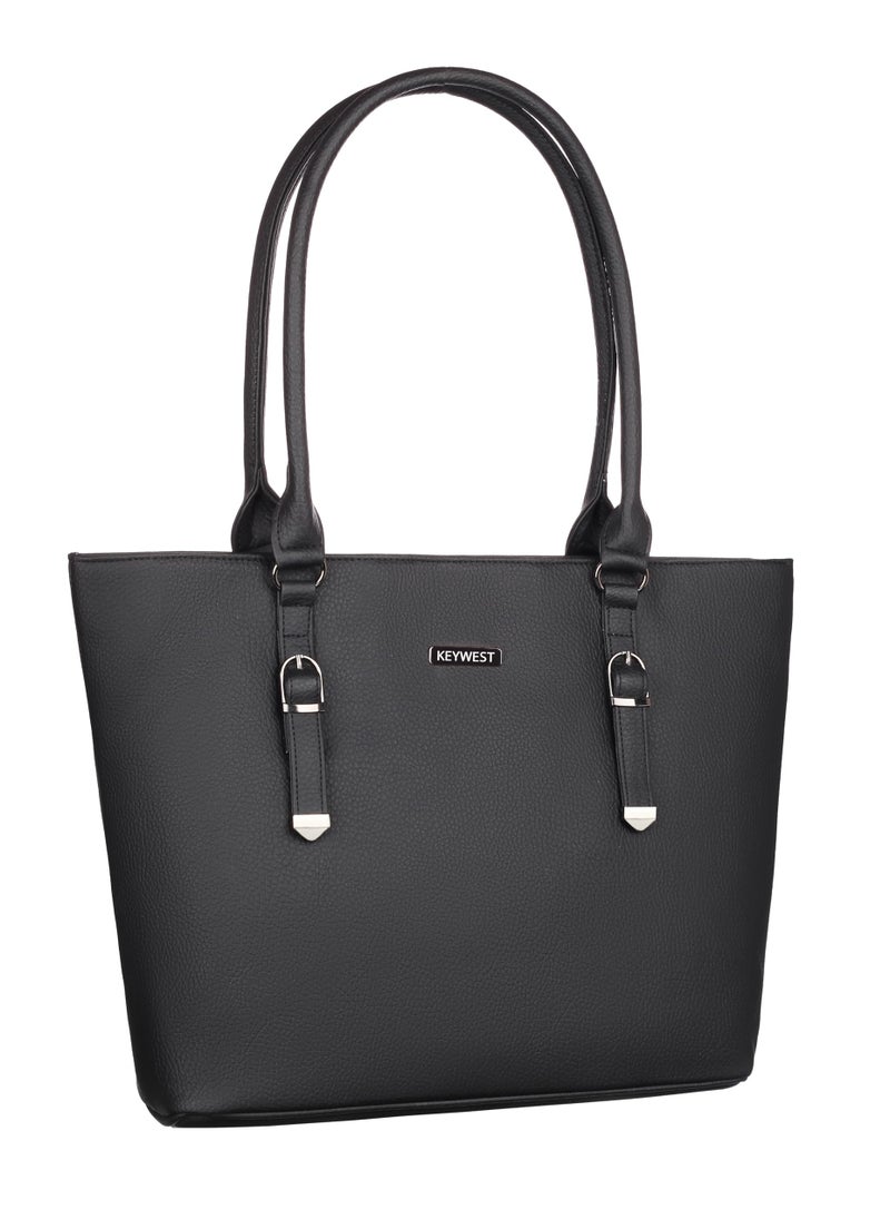 Keywest Women's Mandhana Satchel Tote Handbag for Women | Ladies purse | Stylish Shoulder Bag | Gift For Woman | Black - Image 1
