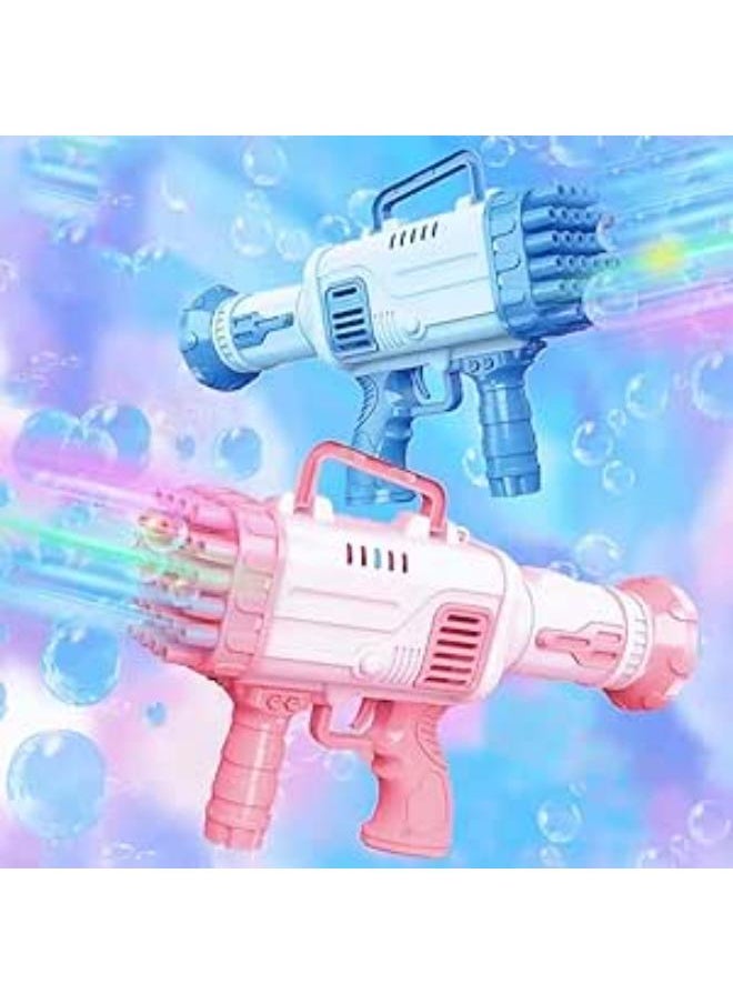 Generic - Niku 32 Hole Large Electric Gatling Bubble Maker Gun Machine with LED Lights and Soap Solution for Kids (pink) - Image 1