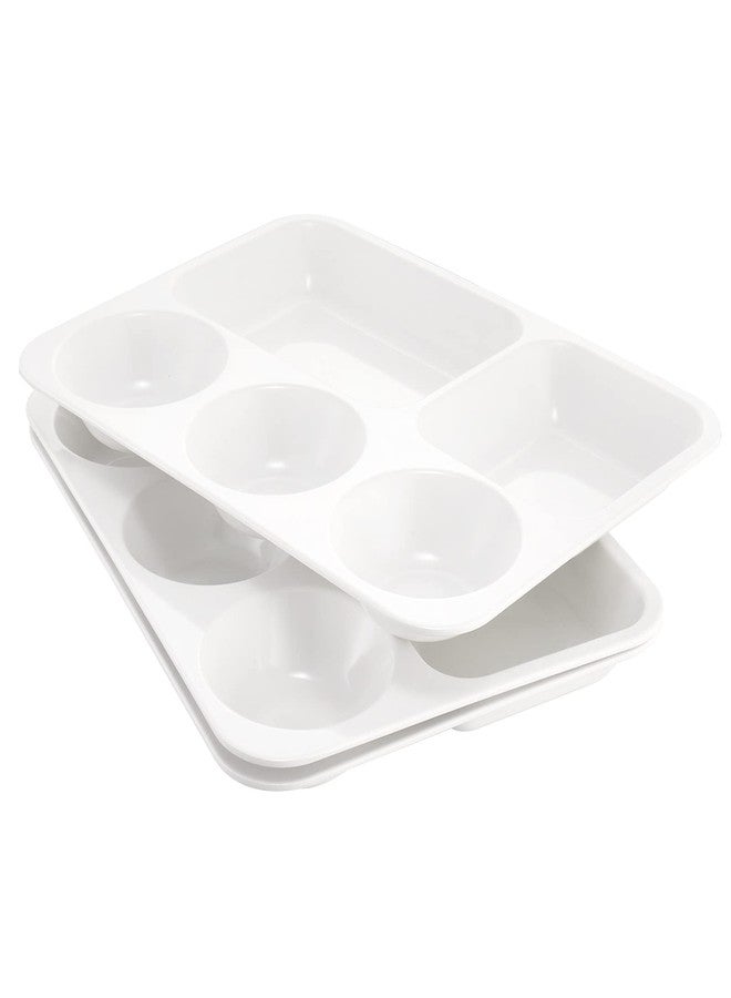 HSDT Divided Melamine Plates 5-Compartment White Serving Tray, 13.3 x 9.76 inches, 3 PCS, PFW-133976-03 - Image 1