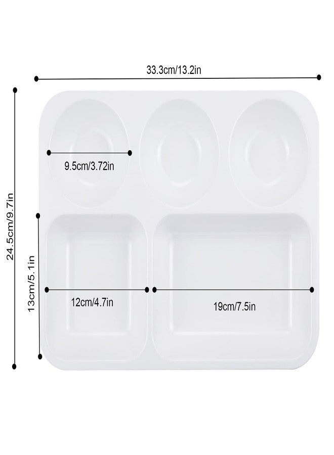 HSDT Divided Melamine Plates 5-Compartment White Serving Tray, 13.3 x 9.76 inches, 3 PCS, PFW-133976-03 - Image 2