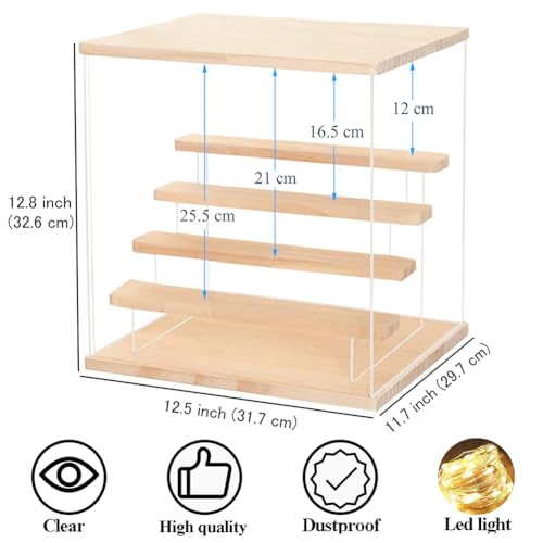 DuvinDD Acrylic Display Case with 5-Tier Figure Stand Clear Collectibles Showcase with Door, Countertop Assemble Storage Box for Action Figure Hot Wheels Display with Wooden Base - Image 5