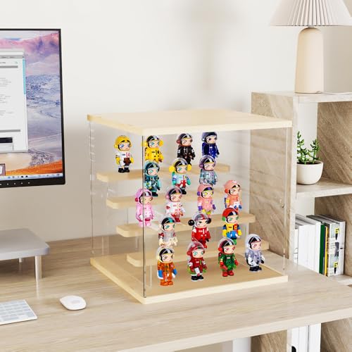 DuvinDD Acrylic Display Case with 5-Tier Figure Stand Clear Collectibles Showcase with Door, Countertop Assemble Storage Box for Action Figure Hot Wheels Display with Wooden Base - Image 3
