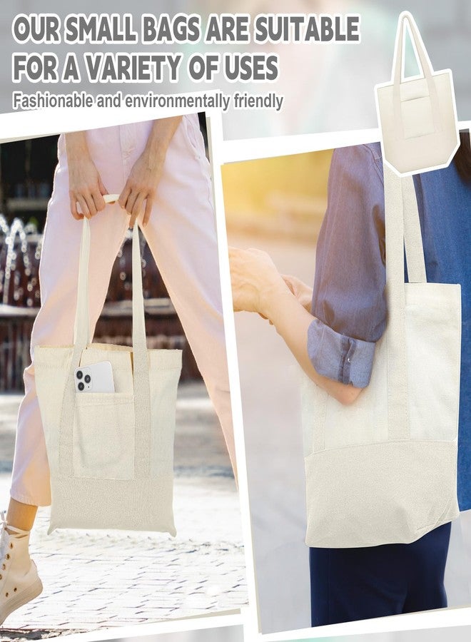 Amylove Canvas Tote Bag with Pockets Duty Canvas Sublimation Blank Small Bag Mini Reusable Tote for Crafts DIY(13" X 11",Natural Color,1 Pcs) - Image 5