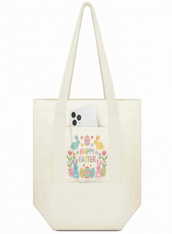 Amylove Canvas Tote Bag with Pockets Duty Canvas Sublimation Blank Small Bag Mini Reusable Tote for Crafts DIY(13" X 11",Natural Color,1 Pcs) - Image 1