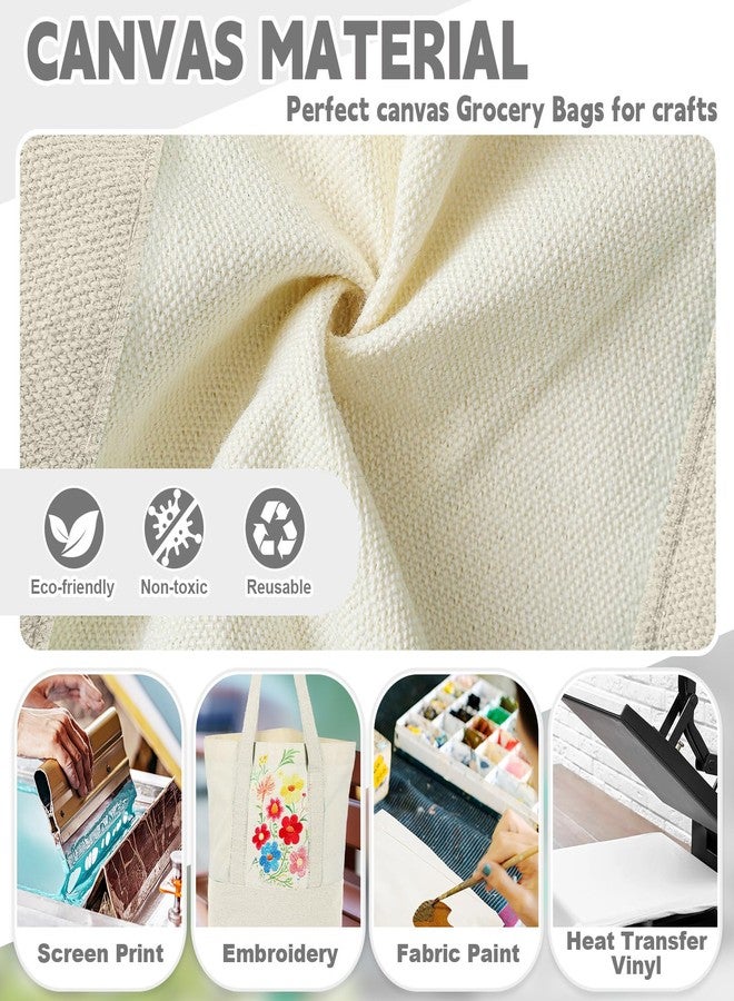 Amylove Canvas Tote Bag with Pockets Duty Canvas Sublimation Blank Small Bag Mini Reusable Tote for Crafts DIY(13" X 11",Natural Color,1 Pcs) - Image 4