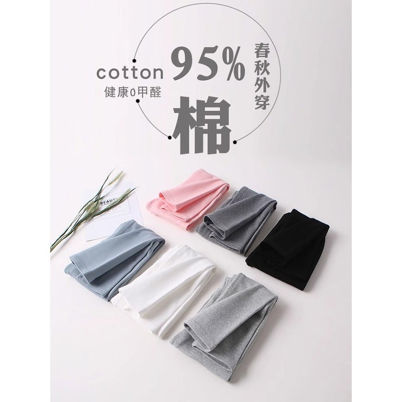 Girls' Leggings Spring And Autum White Outer Wear Kidsren'S Black Autum Pure Cotton Gray Baby Fleece-Lined Thick Long Pants - Image 2