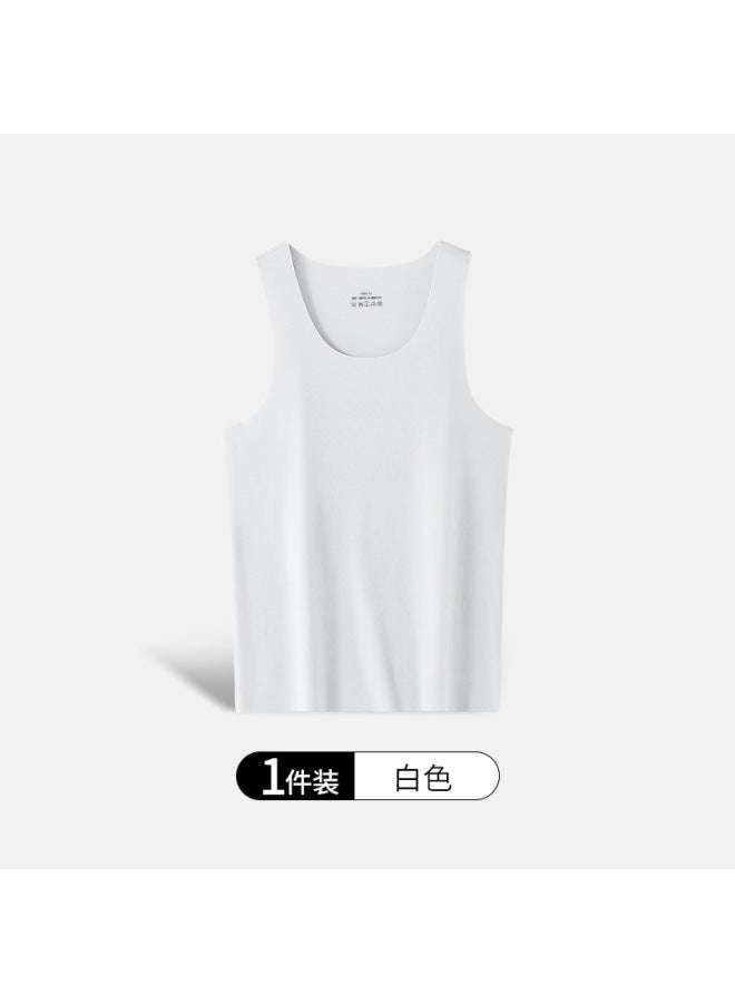 Vest Men's Summer Men's Thin Seamless Bottoming Shirt Pure Color Casual Sports White Sleeveless Vest Slim Black