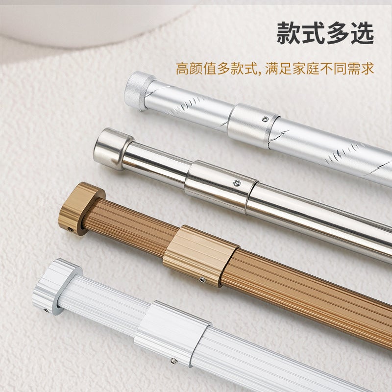 Wardrobe Aluminum Alloy Telescopic Clothes Rod Closet Rod Clothes Rail Flange Base Hanging Clothes Rod Storage Telescopic Convenient - Image 3