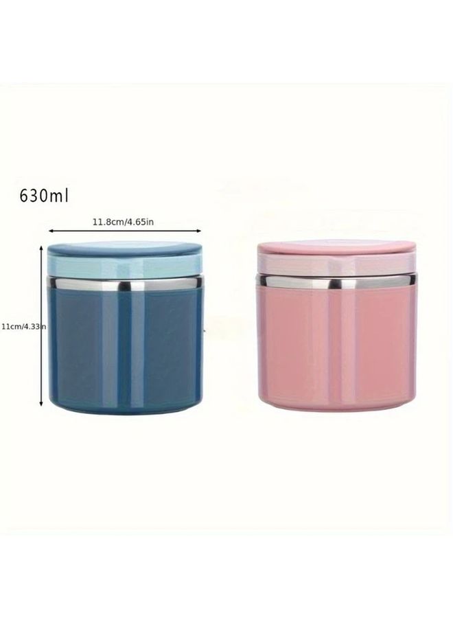 Stainless Steel Insulated Lunch Box 630ml Leakproof Stackable Container Hot Cold Separation For Office School Camping Picnic Pink - Image 3