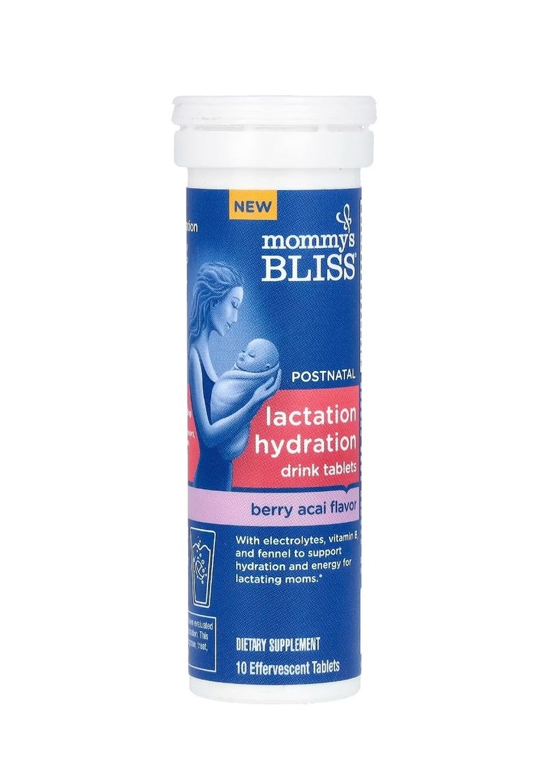 Mommy's Bliss Postnatal Lactation Hydration Drink Tablets Berry Acai 10 Effervescent Tablets - Image 1