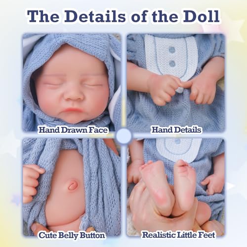 KUICEO Full Silicone Reborn Baby Dolls17 Inch Realistic Newborn Anatomically Correct Boy with Realistic Blood Vessels and SkinSilicone Full Body Lifelike BabyGreat Gift for Childrenwith Gift Box - Image 5