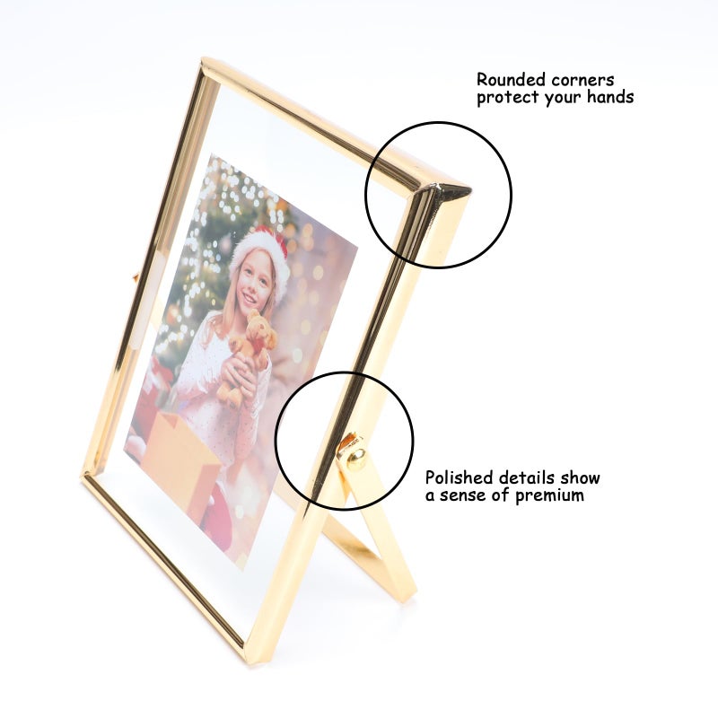 أهاجو Ahago Gold Floating Frame (5 "" x7 "" عمودي) للصورة 4x6 3.5x5 2x3 على الطاولة الجرف صورة إطار هدية راقية لمهرجان الزفاف منزل أو مكتب د؟ - Image 3