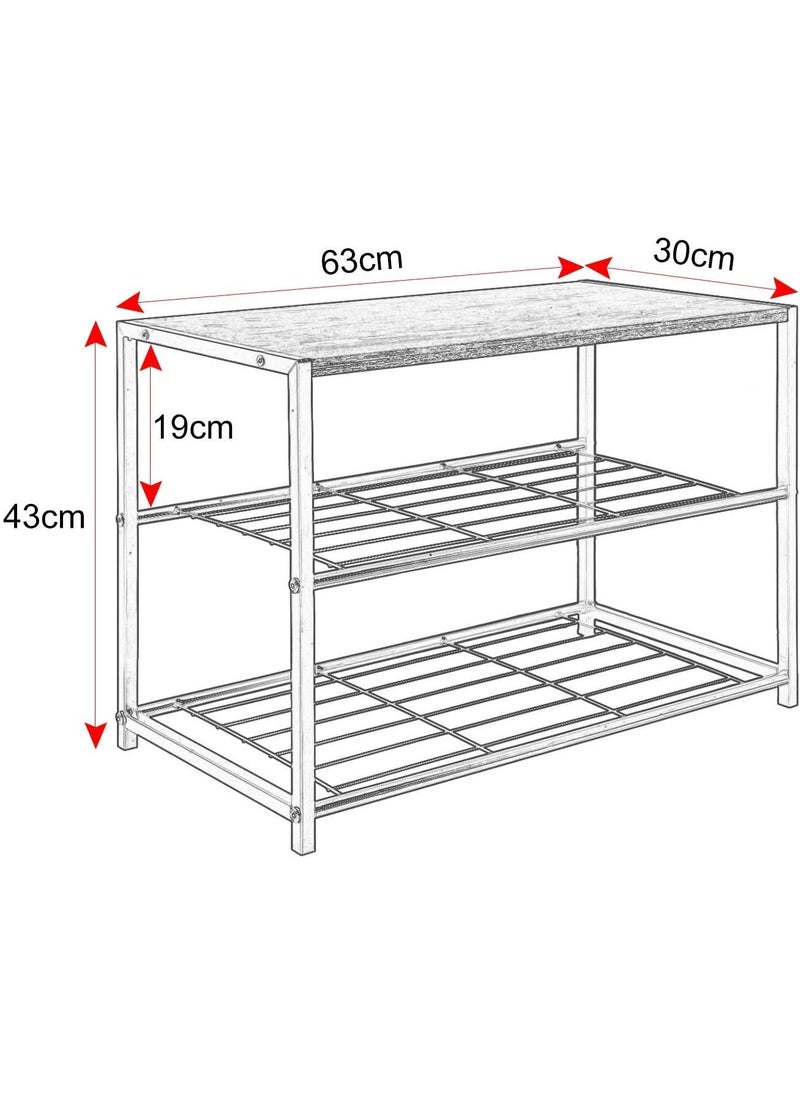 INDIAN DECOR INDIAN DECOR 45999 Shoe Rack 2 Tier Shoe Bench with Seat Standing Metal Wood Shoe Storage Cabinet cupboards Organizer for Hallway Made in India  - Image 3
