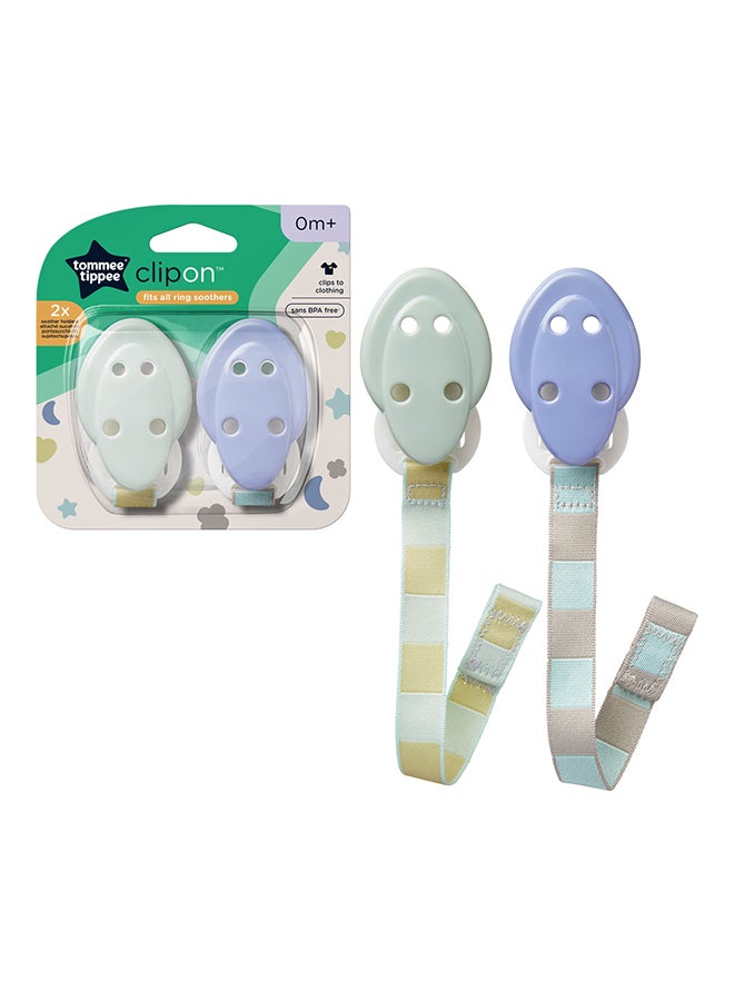 tommee tippee Pack Of 2 Soother Holder ( 0 Months+) - Assorted