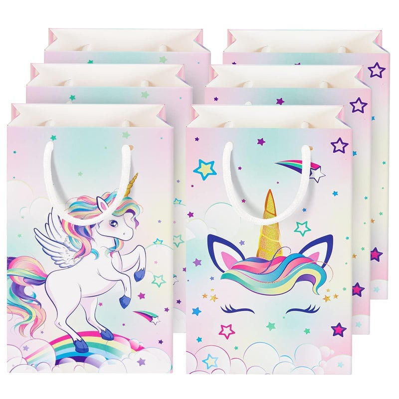 WERNNSAI 16PCS Unicorn Gift Bags Rainbow Unicorn Party Supplies Goodie Bags for Girls Kids Birthday Unicorns Party Favor Bag with Handles Candy Treat Bag for Baby Shower Supplies - Image 2