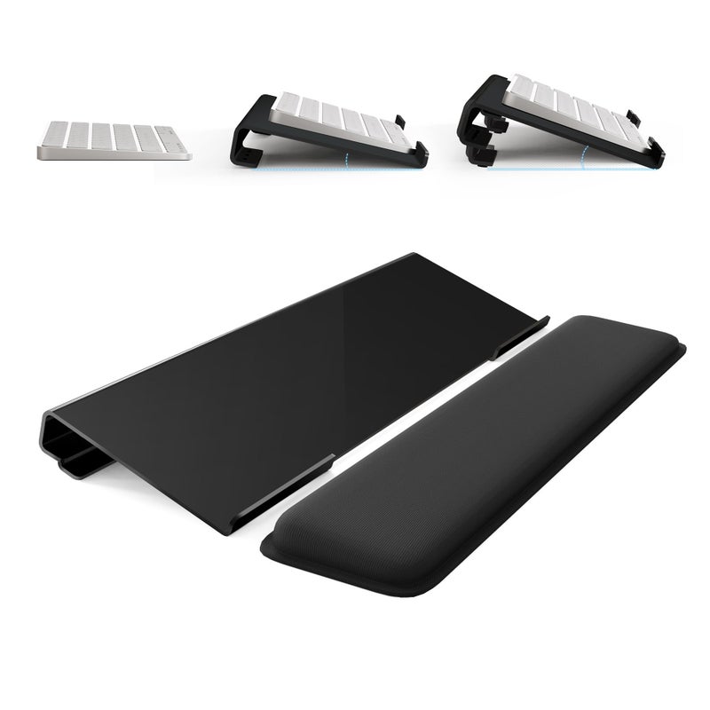 Laborio Computer Keyboard Stand for Desktop, 2-Level Height Adjustment Keyboard Wrist Rest, Non-Slip Key Board Riser Pad for Office, Gaming, and Home Desks - Image 1